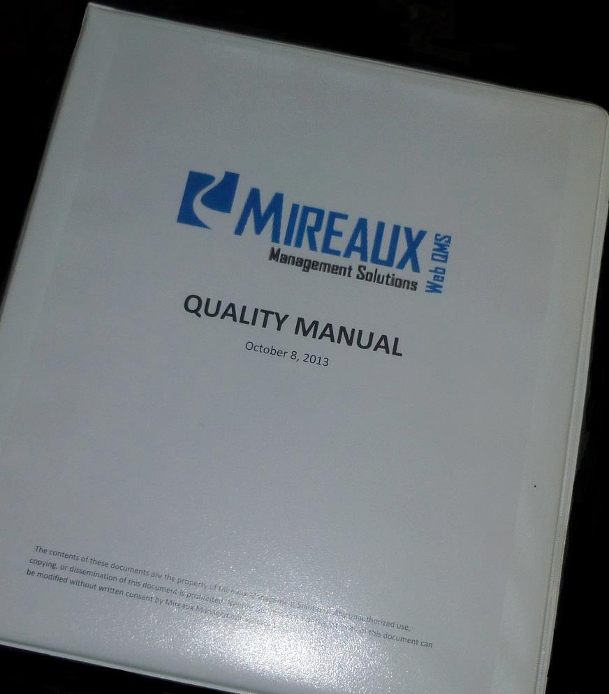 Write An ISO Or API Compliant Quality Manual Mireaux