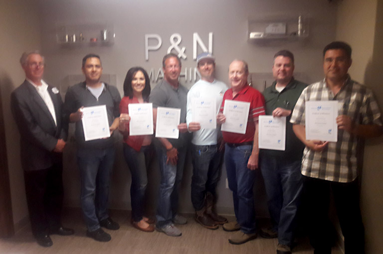 Root Cause Analysis class participants display their diplomas after a full day of training with Mireaux’s Instructor R. Berrns