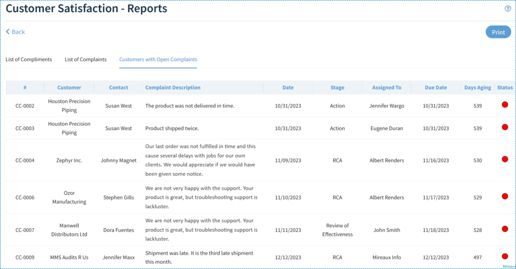 Reports available in the ASL app