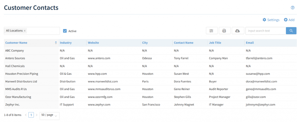 Customer Contacts 01