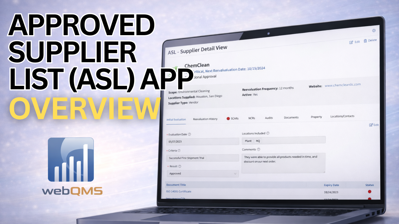 Approved Supplier List (ASL)