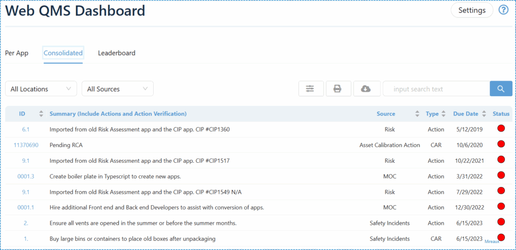 Reports available in the ASL app
