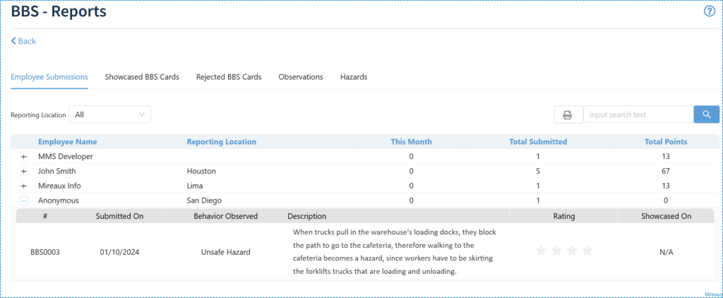 Reports available in the ASL app