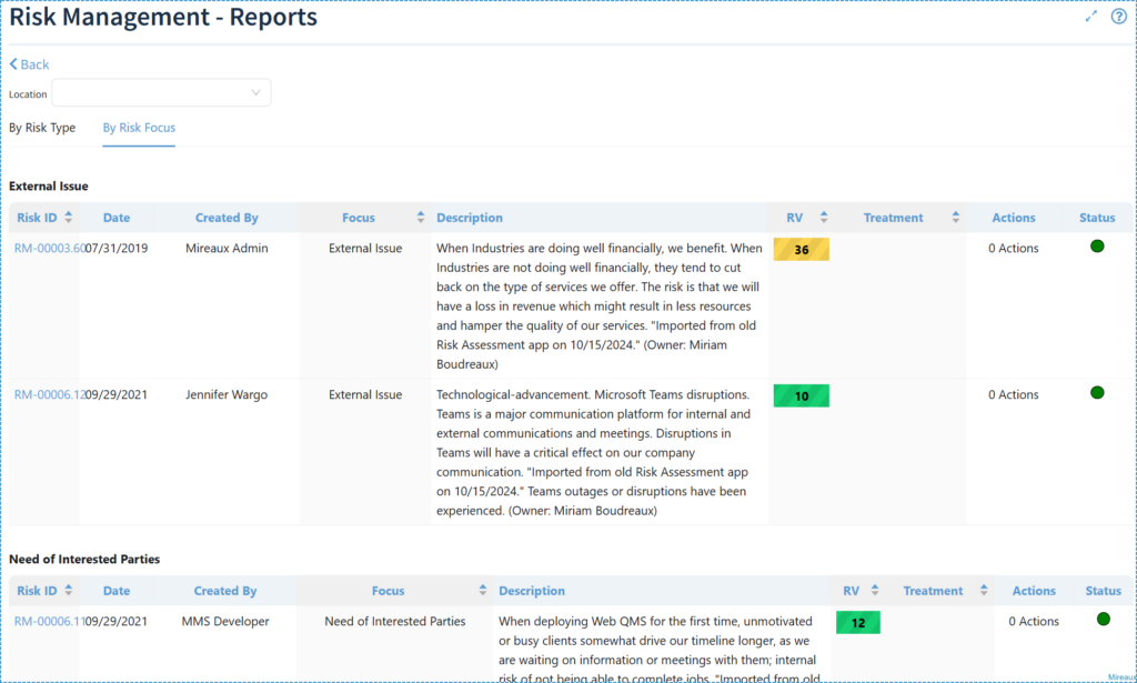 Reports available in the ASL app