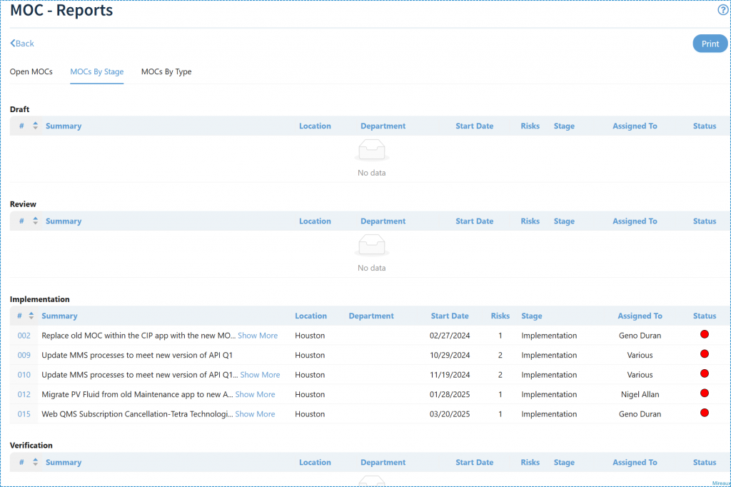 Reports available in the ASL app