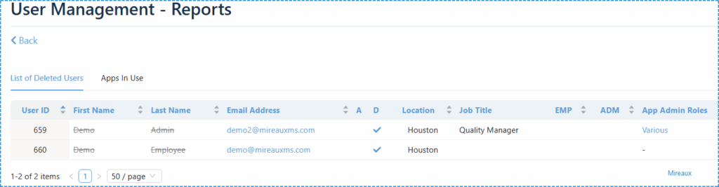 Reports available in the ASL app